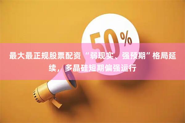 最大最正规股票配资 “弱现实、强预期”格局延续，多晶硅短期偏强运行