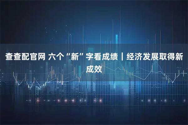 查查配官网 六个“新”字看成绩｜经济发展取得新成效